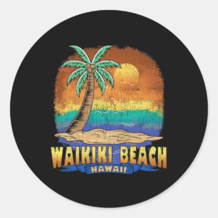 Waikiki-Strand Hawaii Vintage abgenutzt Souvenir Runder Aufkleber