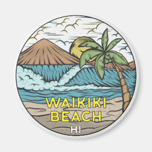 Waikiki-Strand Hawaii Vintage Magnet