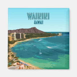 Waikiki-Strand Honolulu Oahu Hawaii Vintage Magnet