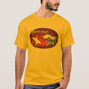 Waikiki Strand-Oahu Hawaii orange sufer T-Shirt