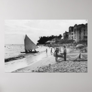 Waikiki Strand und Boote Honolulu Poster