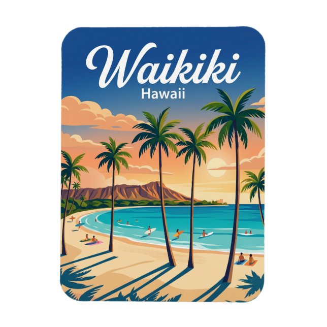Waikiki-Strand USA Magnet (Vertikal)