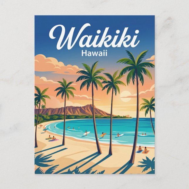 Waikiki-Strand USA Postkarte (Vorderseite)