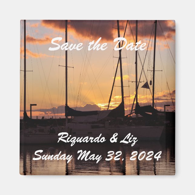 Waikiki Sunset Harbour Save the Date Wedding Magne Magnet (Vorne)