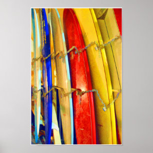 Waikiki Surfboards drucken Poster