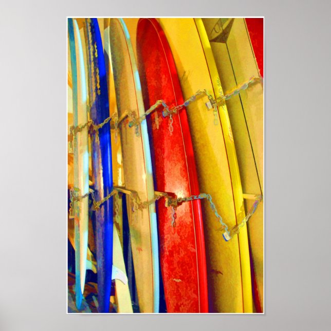 Waikiki Surfboards drucken Poster (Vorne)