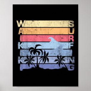 Waikiki Surfing Surfer Vintag Surf Board Beach Ma Poster