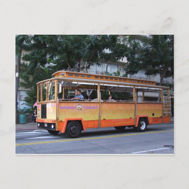 Waikiki Trolley, Honolulu, Hawaii Postkarte (Vorderseite)