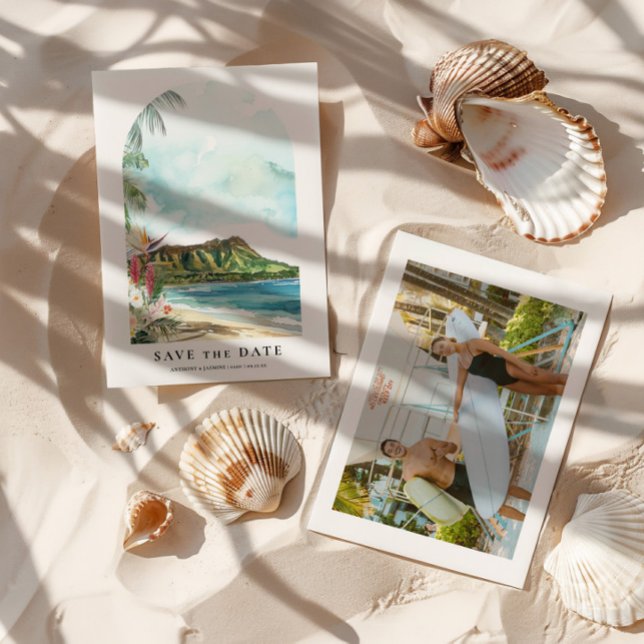 Waikiki Watercolor Save the Date Photo (Von Creator hochgeladen)
