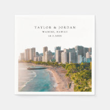 Waikiki Wedding Custom Foto Cocktail Napkins