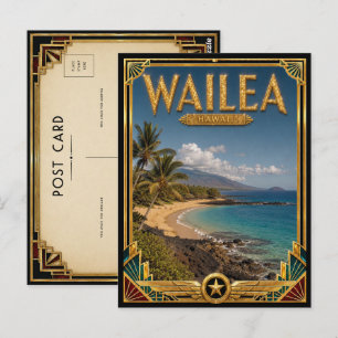 Wailea Hawaii Vintage Art Deco Golden Age Postkarte