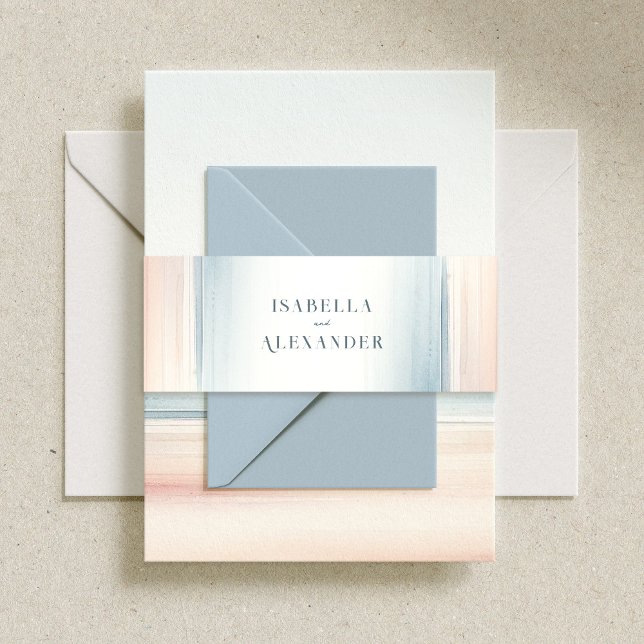 Wailea Watercolor Minimalist Elegant Beach Wedding Einladungsbanderole (Von Creator hochgeladen)