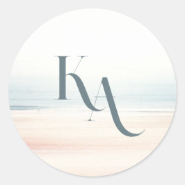 Wailea Wedding Monogram Runder Aufkleber