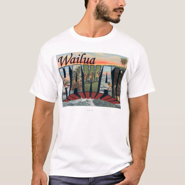 Wailua, HawaiiLarge Buchstabe ScenesWailua, HI T-Shirt (Vorderseite)