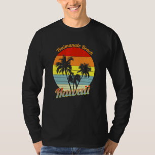 Waimanalo Beach Hawaii Retro Tropical Palm Trees V T-Shirt