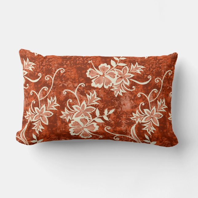 Waimanalo Hawaiian Hibiskus Lumbar Pillows Lendenkissen (Vorderseite)