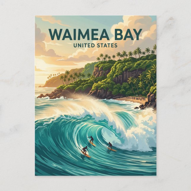 Waimea Bay Hawaii Postkarte (Vorderseite)
