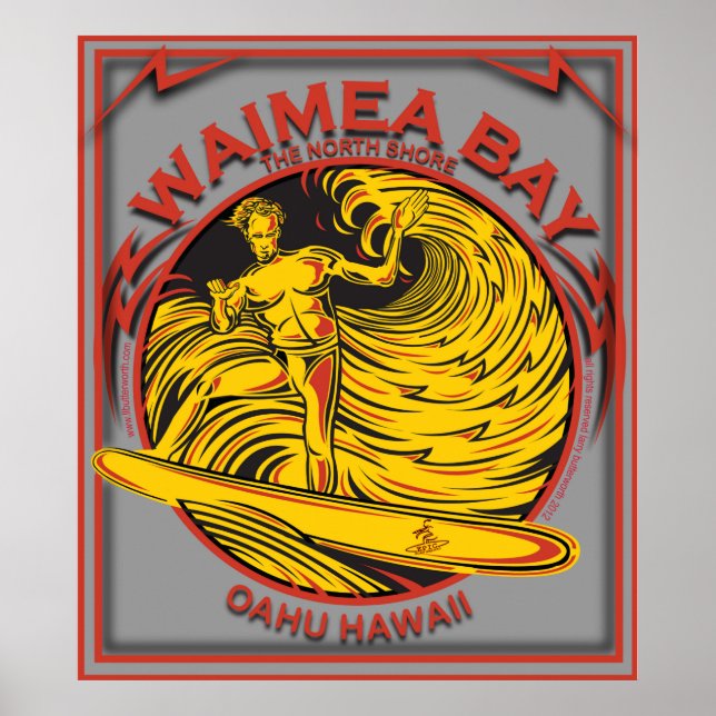 WAIMEA BAY NORTH SHORE HAWAII SURFEN POSTER (Vorne)