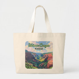 Waimea Canyon Kauai Hawaii Landscape Retro Jumbo Stoffbeutel