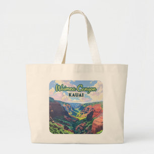 Waimea Canyon Kauai Hawaii Landscape Retro Jumbo Stoffbeutel