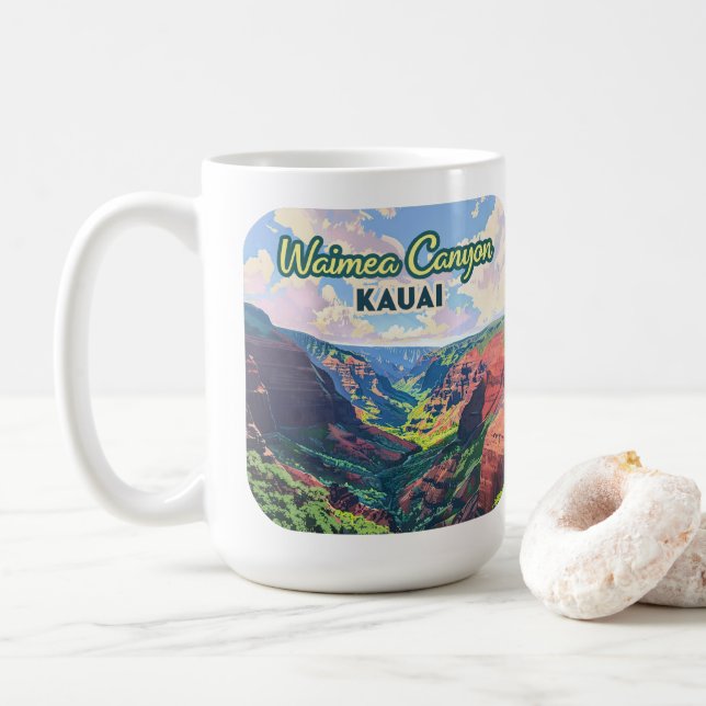 Waimea Canyon Kauai Hawaii Landscape Retro Kaffeetasse (Mit Donut)