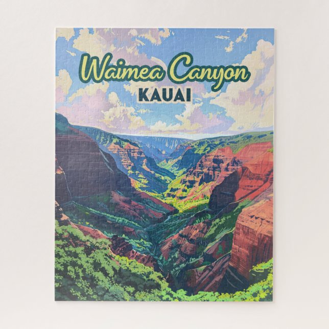 Waimea Canyon Kauai Hawaii Landscape Retro Puzzle (Vertikal)
