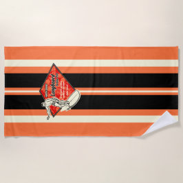 Waimea Striped Surfboard Hawaiian Surfer - Orange Strandtuch