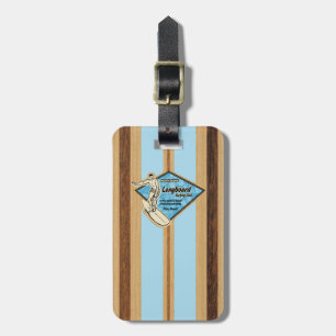 Waimea Surfboard Hawaiian gestreifter Faux Holz Gepäckanhänger