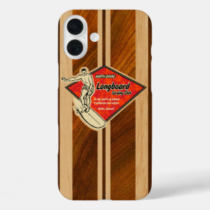 Waimea Surfboard Hawaiian Imitats Koa Wood Red  iPhone 16 Plus Hülle
