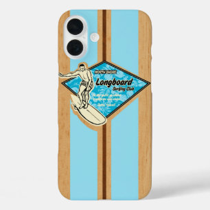 Waimea Surfboard Hawaiian Imitats Wood Aqua iPhone 16 Plus Hülle
