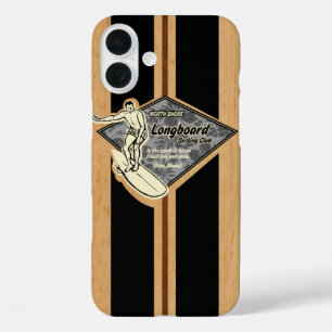 Waimea Surfboard Hawaiian Imitats Wood Black iPhone 16 Plus Hülle