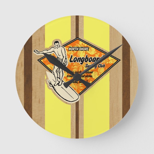 Waimea Surfboard Hawaiian Wall Uhren (Vorderseite)