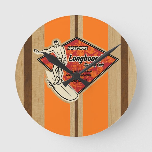 Waimea Surfboard Hawaiian Wall Uhren (Vorderseite)