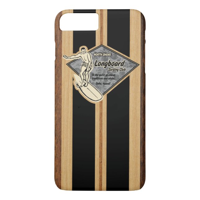 Waimea Surfbrett-hawaiisches Imitat hölzern Case-Mate iPhone Hülle (Rückseite)