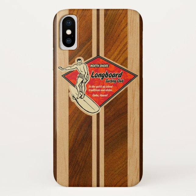 Waimea Surfbrett-hawaiisches Imitat Koa hölzernes Case-Mate iPhone Hülle (Rückseite)