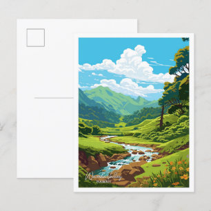 Waimea Valley Hawaii Reise Vintage-Illustration Postkarte