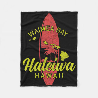 Waimea Y Haleiwa Hawaii Surf Board Surfing Surfer  Fleecedecke