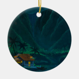 Wainiha Tal-Zuhause auf einer Starry Nacht Keramik Ornament