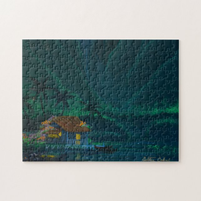 Wainiha Tal-Zuhause auf einer Starry Nacht Puzzle (Horizontal)