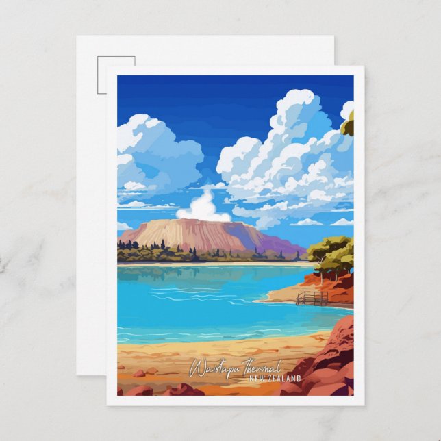 Waiotapu Thermal Neuseeland Kunst, Dichtung und Mu Postkarte (Vorne/Hinten)