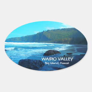 Waipio Valley Big Island Hawaii landschaftliche Au Ovaler Aufkleber