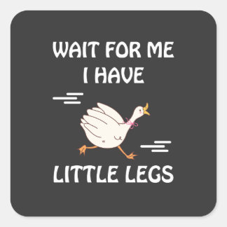 Wait For Me I Have Little Legs – Cute Funny Goose Quadratischer Aufkleber