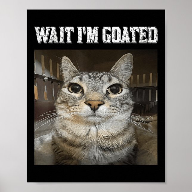 Wait Im Goated Cat Spaß Meme Poster (Vorne)