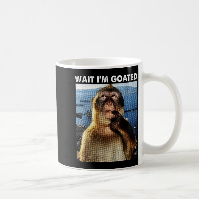 Wait I'm Goated Funny Thinking Monkey Meme Brainro Kaffeetasse (Rechts)