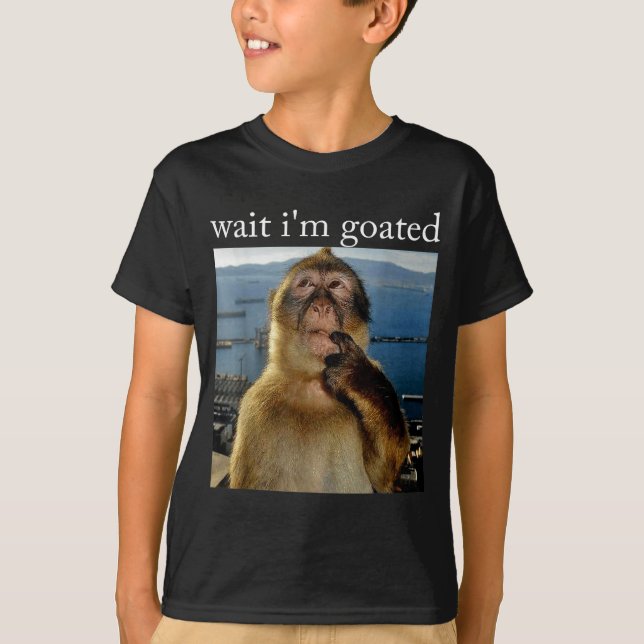Wait I'm Goated Funny Thinking Monkey Meme Brainro T-Shirt (Vorderseite)