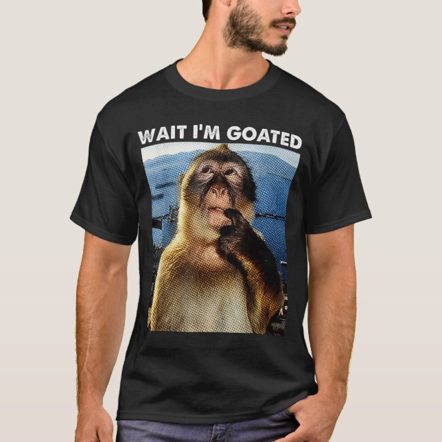 Wait I'm Goated Funny Thinking Monkey Meme Brainro T-Shirt (Vorderseite)