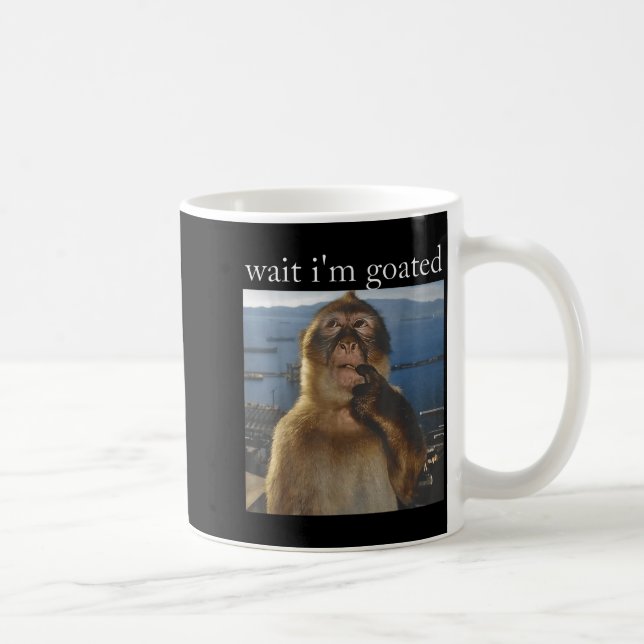 Wait I'm Goated Funny Thinking Monkey Meme Gen Z H Kaffeetasse (Rechts)
