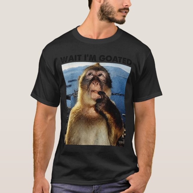 Wait I'm Goated Y2k Funny Thinking Monkey Meme Bra T-Shirt (Vorderseite)
