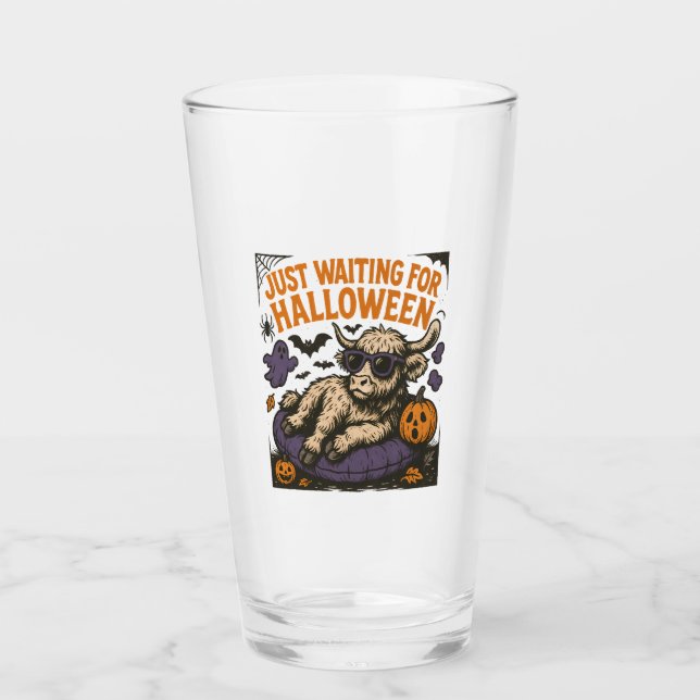 Waiting For Halloween Highland Cow Glas (Vorderseite)