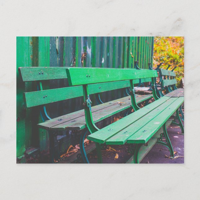 Waiting Green Park Benches Postkarte (Vorderseite)